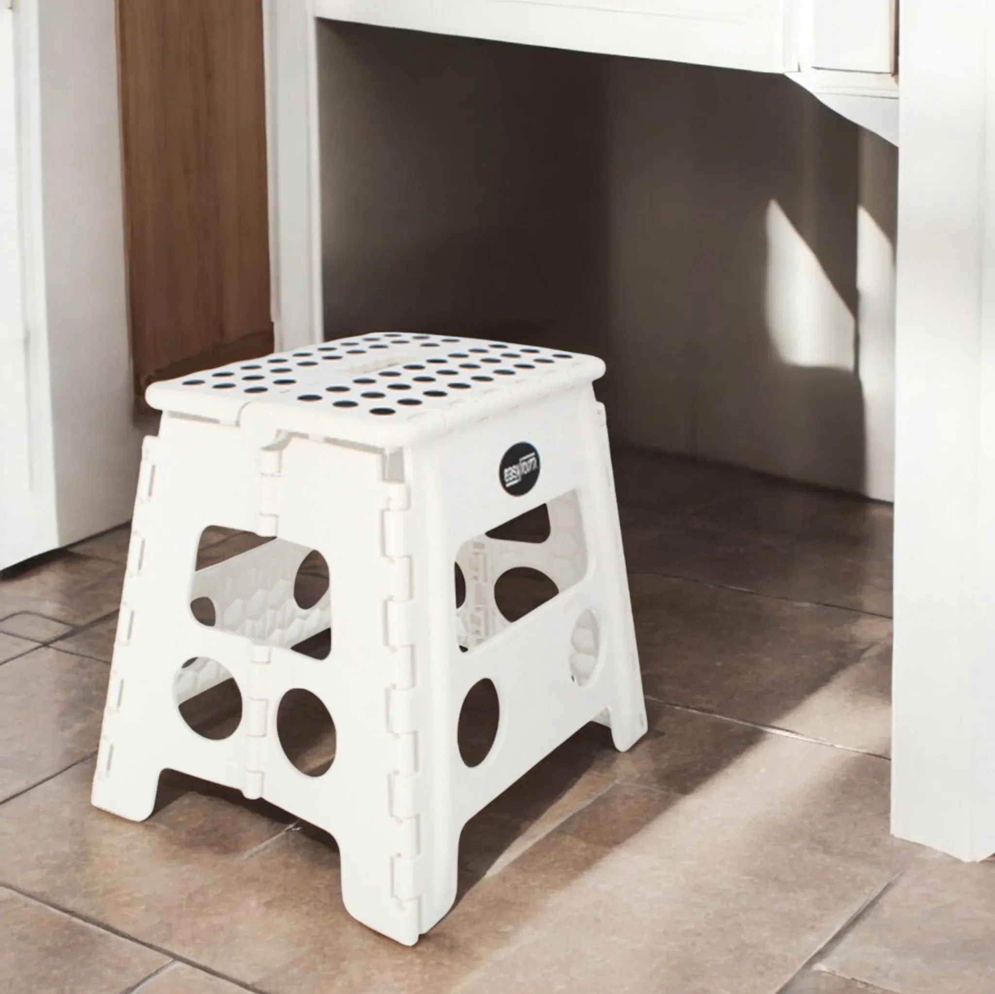 Klapphocker – Anti-Rutsch-Plattformstuhl • 150 kg Belastbarkeit • 32 cm Höhe (Weiß)
